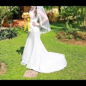 Ivory/Champagne Mermaid One Shoulder Wedding Dress